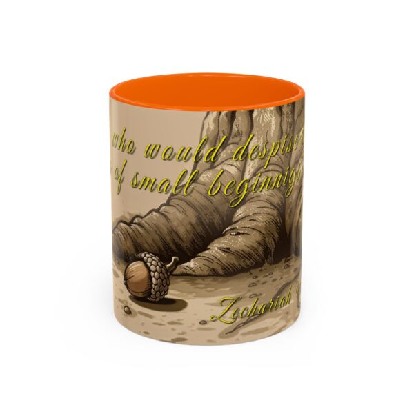 Our inspirational  'Day of Small Beginnings' from Zech 4:10 Ceramic Accent Coffee Mug Design is Perfect for Wedding Gifts, Inspirational Decor - Image 41