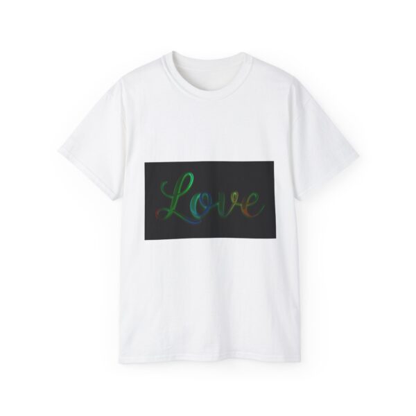 Our inspirational "Love" 'light in darkness' Design!! on a Christian Unisex Cotton T-Shirt, Faith Spiritual Apparel, Love Gift - Image 5