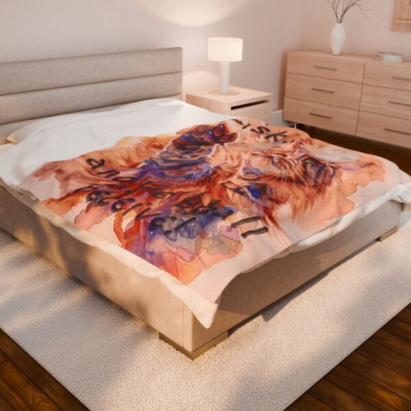 Our "Ask ...and ye shall receive" Matt 7:7 featuring a Maine Coon Cat asking for a treat! Inspirational Velveteen Plush Throw Blanket. Cozy Faith Home Decor Bedding - Image 4