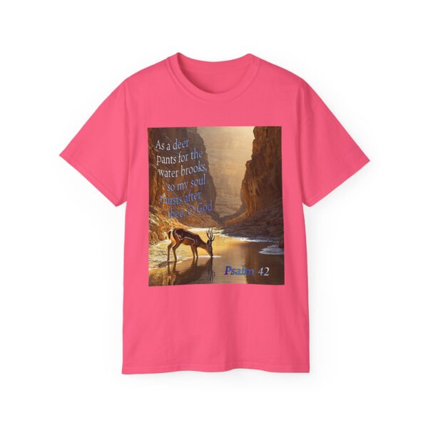 Our inspirational Psalm 42 'As a Deer Pants' in design! Christian Unisex Cotton T-Shirt, Faith Spiritual Apparel, Love Gift - Image 27
