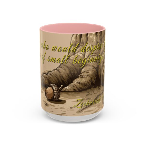 Our inspirational  'Day of Small Beginnings' from Zech 4:10 Ceramic Accent Coffee Mug Design is Perfect for Wedding Gifts, Inspirational Decor - Image 25