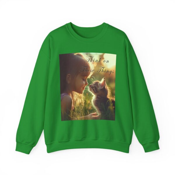 Crewneck Sweatshirt-with our 'Kitten Kisses' "Think on these things" Inspirational Vintage Christian Faith Apparel Gospel Sweatshirt Unisx Heavy - Image 16