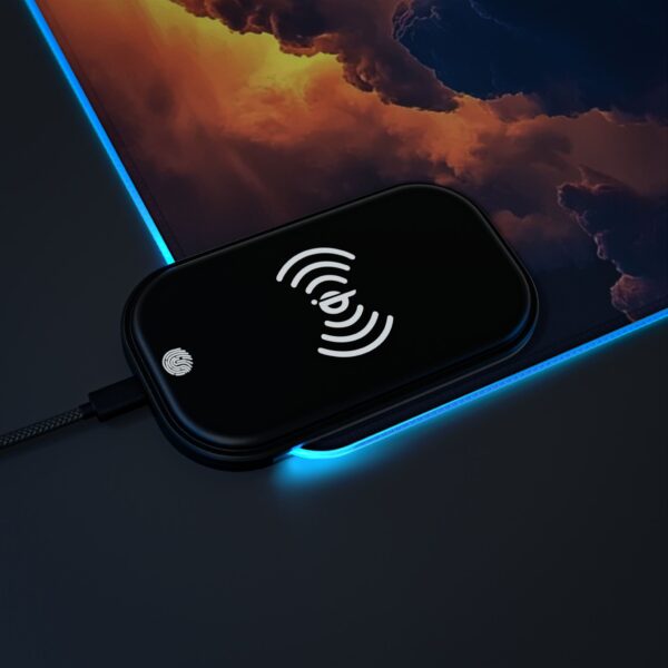 LED + Wireless Charger Gaming Mouse Pad with our 'Storm Light' "Fire Inside" Design, Gaming Desk Accessory, Tech Gift, Home Office Gamer - Image 6