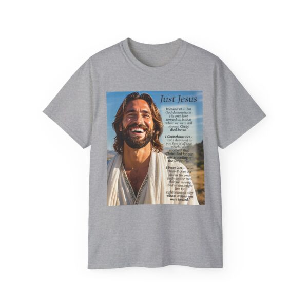 Our inspirational "Just Jesus" and Verses on Salvation Design on a Christian Unisex Cotton T-Shirt, Faith Spiritual Apparel, Love Gift - Image 5