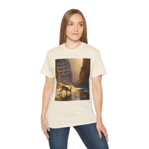 Our inspirational Psalm 42 'As a Deer Pants' in design! Christian Unisex Cotton T-Shirt, Faith Spiritual Apparel, Love Gift