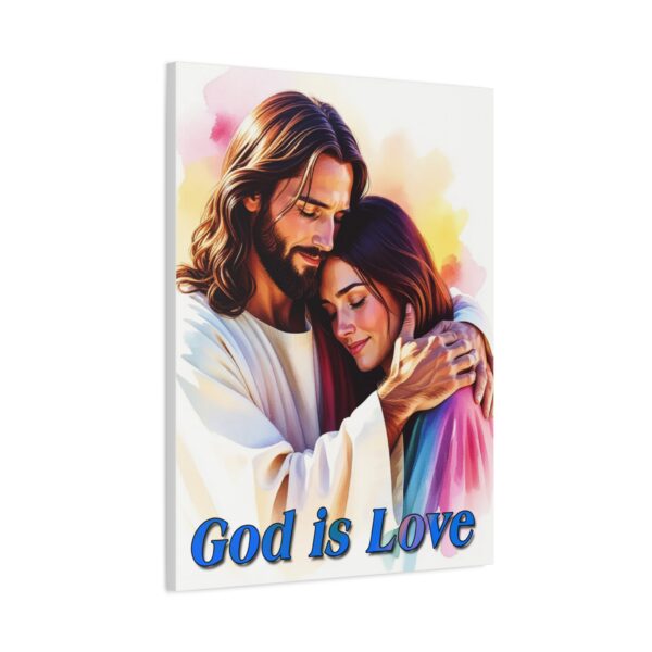Inspirational Wall Art Canvas, "God is Love" Jesus hugging a young lady! Christian Home Decor, Uplifting Religious Gift, Faith-Based Artwork - Image 13