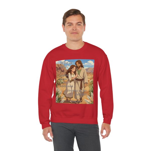 Crewneck Sweatshirt-with our inspirational 'Who is this?' from Song of Solomon 8:5 with an ANIME style design! Vintage Inspired Faith Apparel, Gospel Fashion Unisex Heavy - Image 22