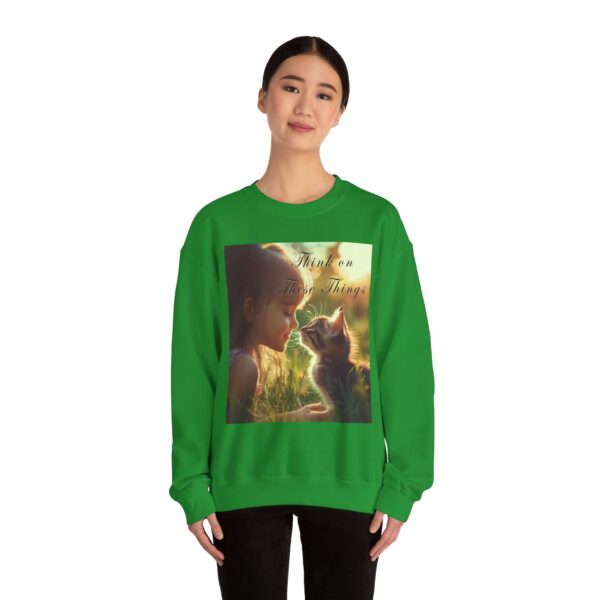 Crewneck Sweatshirt-with our 'Kitten Kisses' "Think on these things" Inspirational Vintage Christian Faith Apparel Gospel Sweatshirt Unisx Heavy - Image 18