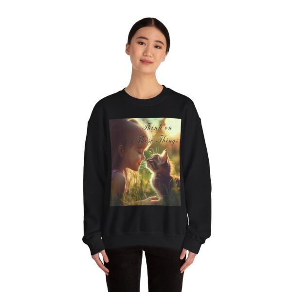 Crewneck Sweatshirt-with our 'Kitten Kisses' "Think on these things" Inspirational Vintage Christian Faith Apparel Gospel Sweatshirt Unisx Heavy - Image 9