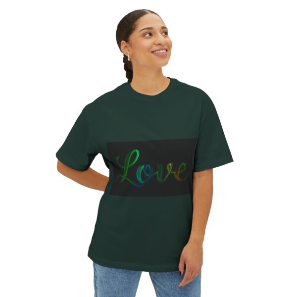 Our "Love" 'light in darkness' design on a Unisex Tee, Inspirational Oversized Box Tshirt, Religious Graphic Top, Travel Bible Verse Apparel - Image 14
