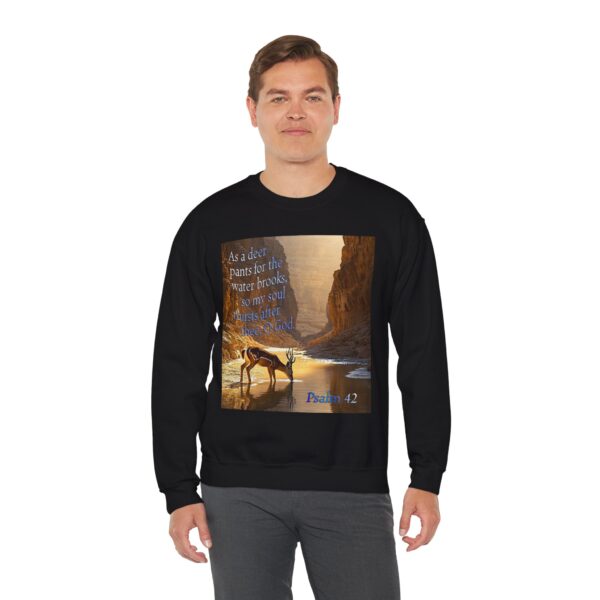 Crewneck Sweatshirt-with our inspirational Psalm 42 'As a Deer Pants' design! Vintage Inspired Faith Apparel, Gospel Fashion Unisex Heavy - Image 7