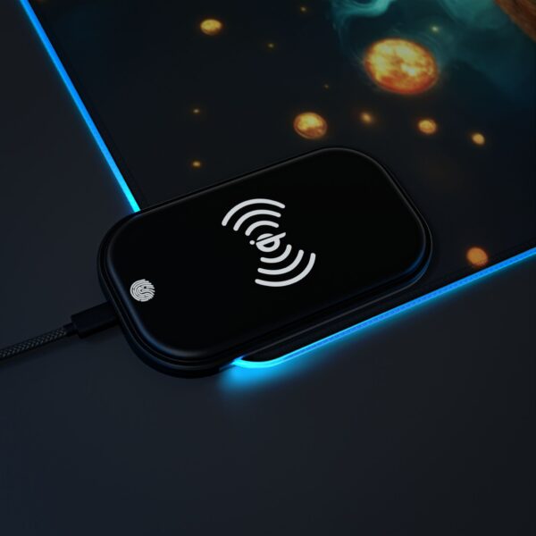LED + wireless Charging Mouse Pad, Desk Mat, "Lucy and Lion" Design, Tech Gift, Home Office Essentials Inspirational - Image 16