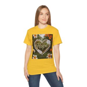 Our "Hope" Inspirational 'Diamond Ring Heart' Design Vintage Christian Faith Apparel Unisex Cotton T-Shirt, Thoughtful Quote, Philippians 4:8