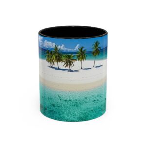 Our inspirational "Five Palm Island" Ceramic Accent Coffee Mug Design is Perfect for Wedding Gifts, Inspirational Decor