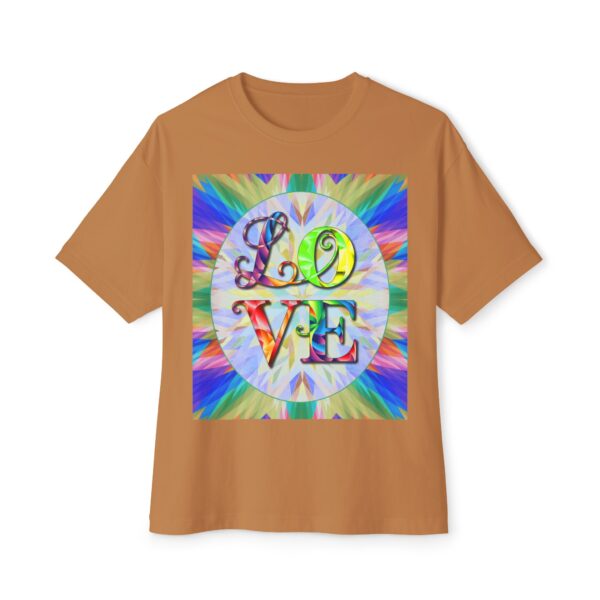 Our "Love" 'kaleidoscope' design on a Unisex Tee, Inspirational Oversized Box Tshirt, Religious Graphic Top, Travel Bible Verse Apparel - Image 9