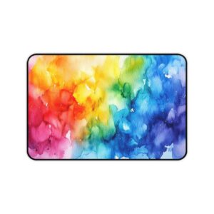 Inspirational Desk Mat 'Watercolor Bliss' Mouse Pad, Office Decor Desk Accessory, Colorful Desk Mat, Desk Mat for Work