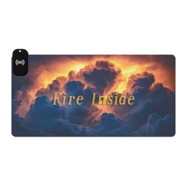LED + Wireless Charger Gaming Mouse Pad with our 'Storm Light' "Fire Inside" Design, Gaming Desk Accessory, Tech Gift, Home Office Gamer - Image 10