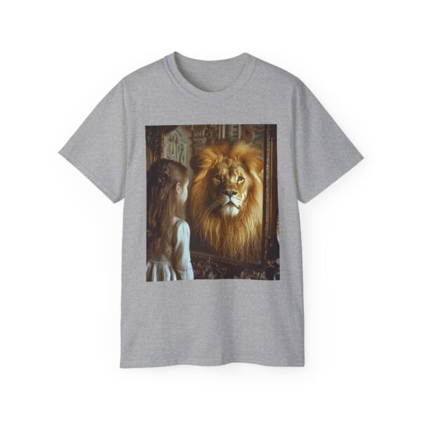 Our 'Lion in the Mirror' Inspirational Design Christian Faith Apparel Unisex Cotton T-Shirt Vintage, Lion of Judah and Aslan-Inspired Gift - Image 5