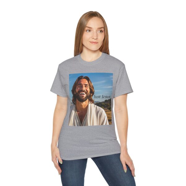 Our inspirational "Just Jesus" Design!! on a Christian Unisex Cotton T-Shirt, Faith Spiritual Apparel, Love Gift - Image 6