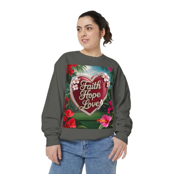 Sweatshirt Unisex our inspirational "Faith Hope Love" 'Solid Red Heart' design. Faith Apparel Gospel Fashion Jumper, Pullover - Image 18