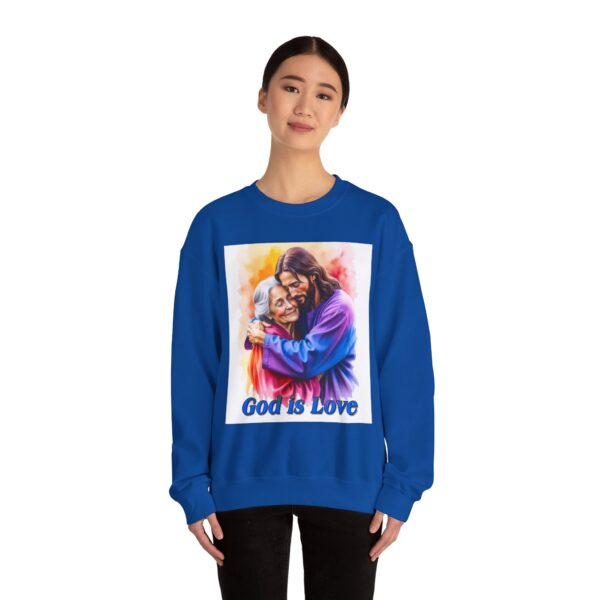 Crewneck Sweatshirt with our "God is Love" series with Jesus hugging Grandmother! Inspirational Biblical, Vintage Inspired, Gift - Image 37