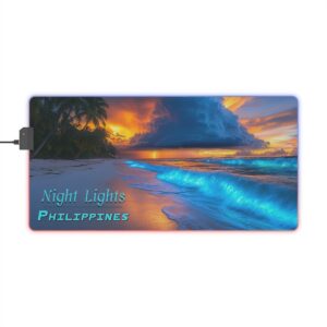 RGB LED Gaming Mouse Pad Colorful Desk Mat with 'Night Lights-Philippines' Design, Gamer Home Office Decor, Computer Accessories LED Backlit