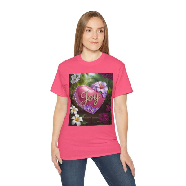 Our inspirational "Joy" 'Solid Pink Heart' Design! on a Christian Unisex Cotton T-Shirt, Faith Spiritual Apparel, Love Gift - Image 30