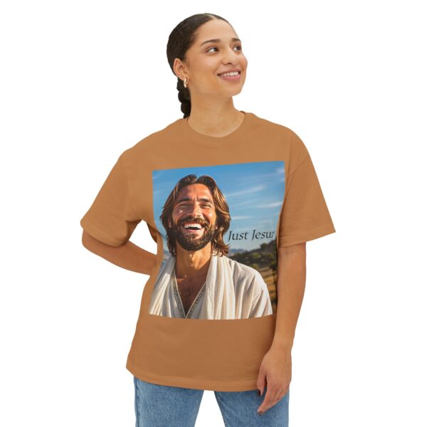 Our inspirational "Just Jesus" Design!! on a Unisex Oversized Box Tshirt, Religious Graphic Top, Bible Verse Apparel - Image 10