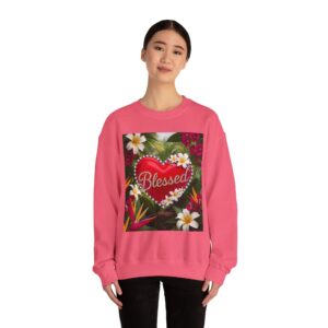 Crewneck Sweatshirt-with our Inspirational "Blessed" 'Solid Red Heart' Design!! Vintage Inspired Faith Apparel, Gospel Fashion Unisex Heavy