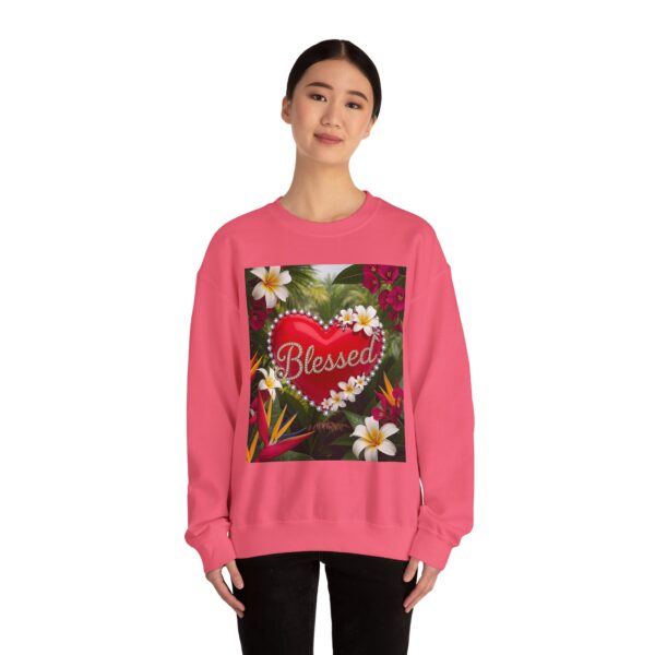 Crewneck Sweatshirt-with our Inspirational "Blessed" 'Solid Red Heart' Design!! Vintage Inspired Faith Apparel, Gospel Fashion Unisex Heavy