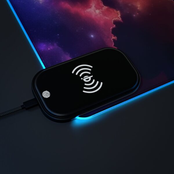 LED + Wireless Charger Gaming Mouse Pad with 'Cosmic Clouds' Design, Gaming Desk Accessory, Tech Gift, Home Office Gamer Essentials - Image 12
