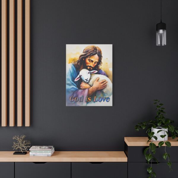 Inspirational Wall Art Canvas, "God is Love" Jesus hugging a Lamb Print, Christian Home Decor, Uplifting Religious Gift, Faith-Based Artwork - Image 15