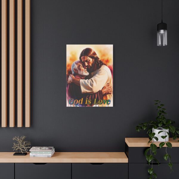 Inspirational Wall Art Canvas, "God is Love" Jesus hugging Papa! Print, Christian Home Decor, Uplifting Religious Gift, Faith-Based Artwork - Image 15