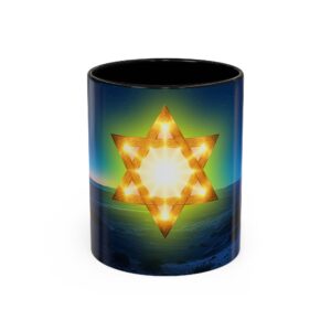 Our inspirational 'Star of David over Israel' Ceramic Accent Coffee Mug Design is Perfect for Wedding Gifts, Inspirational Decor