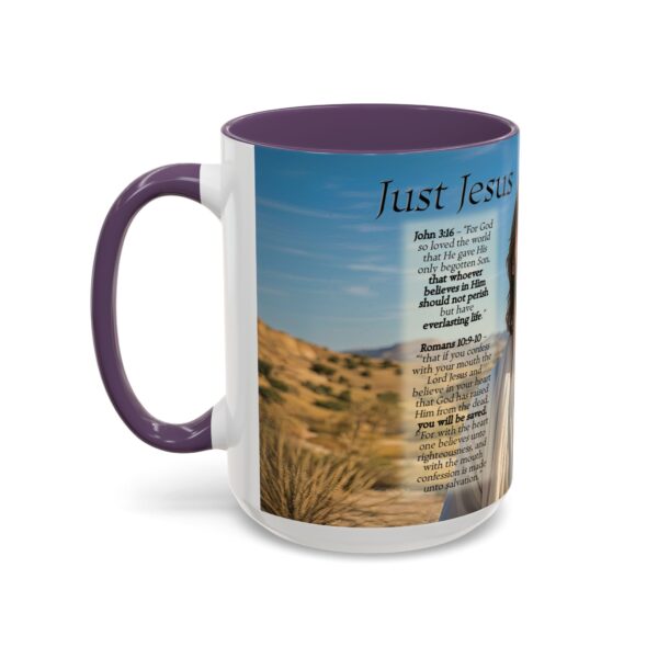 Our inspirational "Just Jesus" and Verses on Salvation Ceramic Accent Coffee Mug Design is Perfect for Wedding Gifts, Inspirational Decor - Image 59
