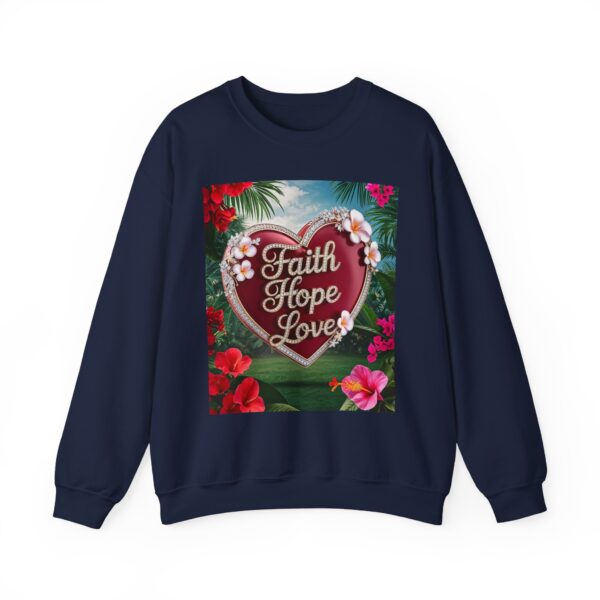 Crewneck Sweatshirt-with our Inspirational "Faith Hope Love" 'Solid Red Heart' Design!! Vintage Inspired Faith Apparel, Gospel Fashion Unisex Heavy - Image 17