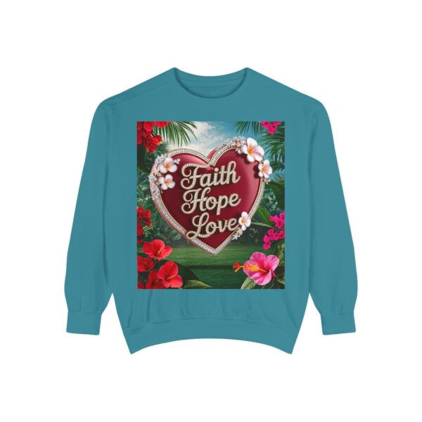 Sweatshirt Unisex our inspirational "Faith Hope Love" 'Solid Red Heart' design. Faith Apparel Gospel Fashion Jumper, Pullover - Image 23