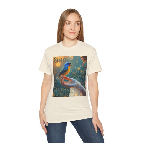 Our 'Song Bird' "Sing a New Song" Inspirational Christian Unisex Cotton T-Shirt, Faith Spiritual Apparel, Gift for Christians - Image 13