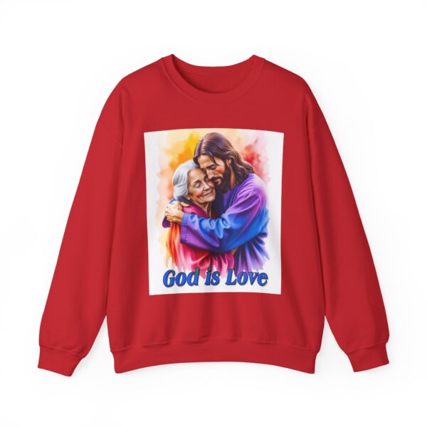Crewneck Sweatshirt with our "God is Love" series with Jesus hugging Grandmother! Inspirational Biblical, Vintage Inspired, Gift - Image 46