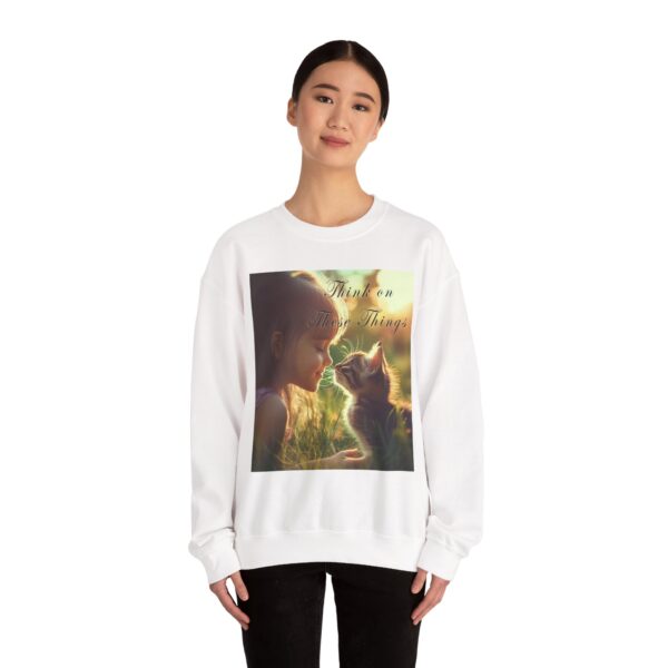 Crewneck Sweatshirt-with our 'Kitten Kisses' "Think on these things" Inspirational Vintage Christian Faith Apparel Gospel Sweatshirt Unisx Heavy - Image 6