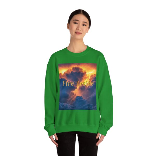 Crewneck Sweatshirt with our 'Storm Light' "Fire Inside" design! Beauty of Creation Tropical Storm Inspirational Sweatshirt Unisex - Image 26
