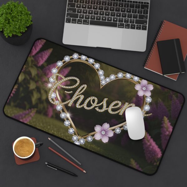 Inspirational Desk Mat "Chosen" 'Diamond Ring Heart' - Mouse Pad, Office Decor Desk Accessory, Gaming Pad, Computer Mat, Non-Slip - Image 5