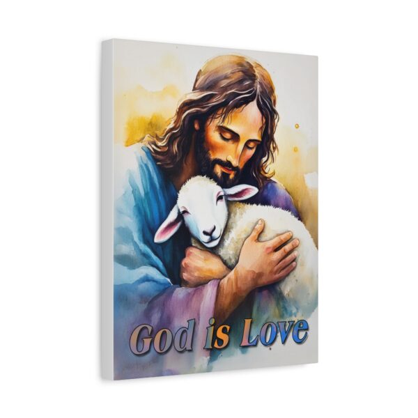 Inspirational Wall Art Canvas, "God is Love" Jesus hugging a Lamb Print, Christian Home Decor, Uplifting Religious Gift, Faith-Based Artwork - Image 4