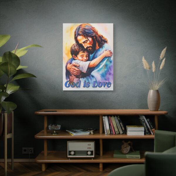 Inspirational Wall Art Canvas, "God is Love" Jesus hugging a small boy, Christian Home Decor, Uplifting Religious Gift, Faith-Based Artwork - Image 18