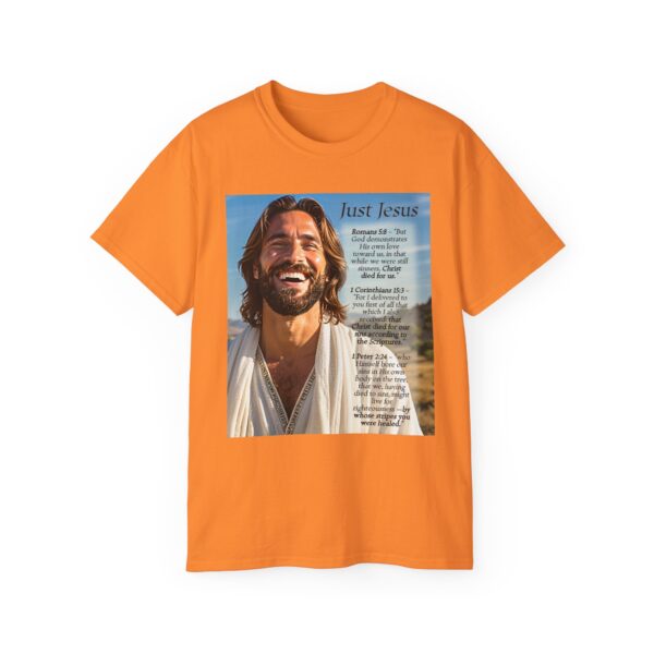 Our inspirational "Just Jesus" and Verses on Salvation Design on a Christian Unisex Cotton T-Shirt, Faith Spiritual Apparel, Love Gift - Image 7