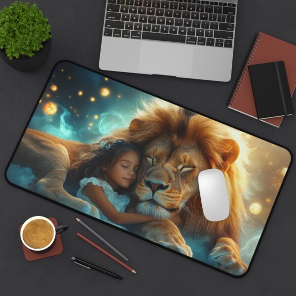 Inspirational Desk Mat 'Lucy and Lion' - Mouse Pad, Office Decor Desk Accessory, Gaming Pad, Computer Mat, Non-Slip - Image 6