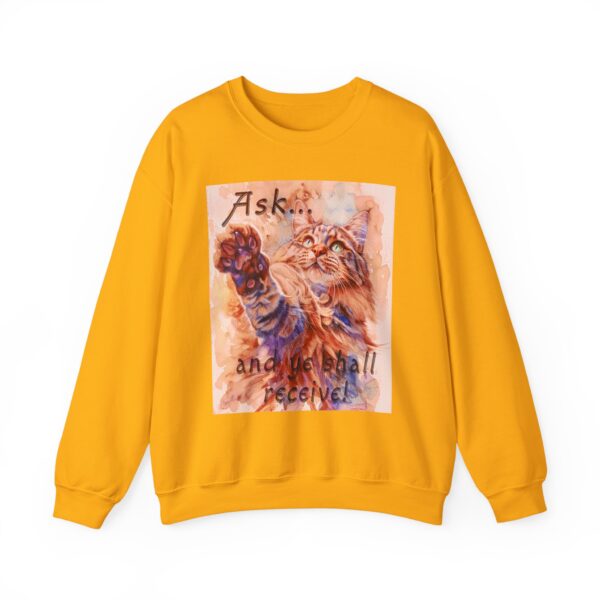 Crewneck Sweatshirt-with our "Ask ...and ye shall receive" Matt 7:7 featuring a Maine Coon Cat asking for a treat! Vintage Inspired Faith Apparel, Gospel Fashion Unisex Heavy - Image 12