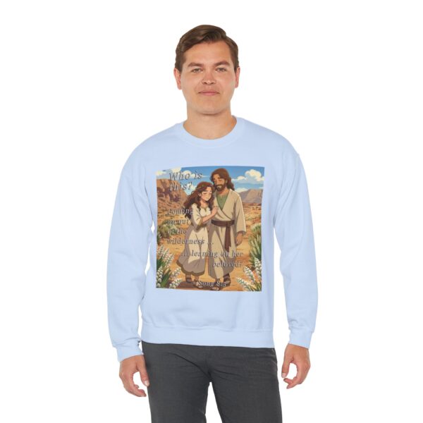 Crewneck Sweatshirt-with our inspirational 'Who is this?' from Song of Solomon 8:5 with an ANIME style design! Vintage Inspired Faith Apparel, Gospel Fashion Unisex Heavy - Image 5