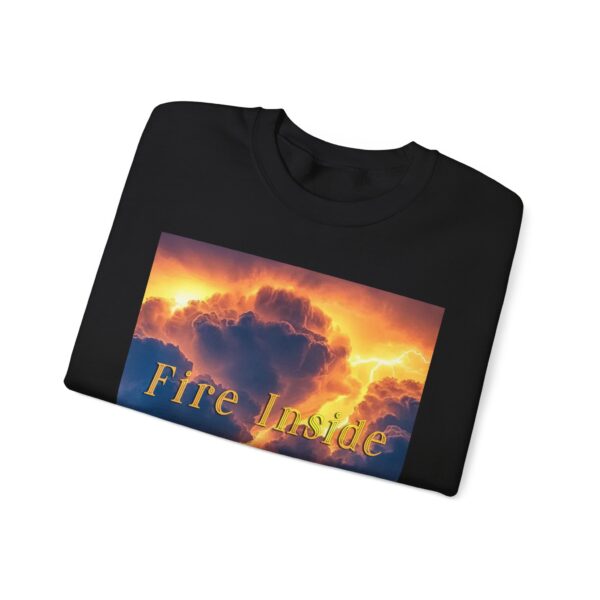 Crewneck Sweatshirt with our 'Storm Light' "Fire Inside" design! Beauty of Creation Tropical Storm Inspirational Sweatshirt Unisex - Image 9