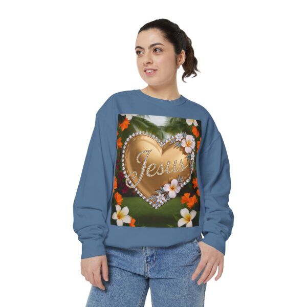 Sweatshirt Unisex with our Inspirational "Jesus" 'Diamond Ring-Solid Gold Heart' Design! Faith Apparel Gospel Fashion - Image 4